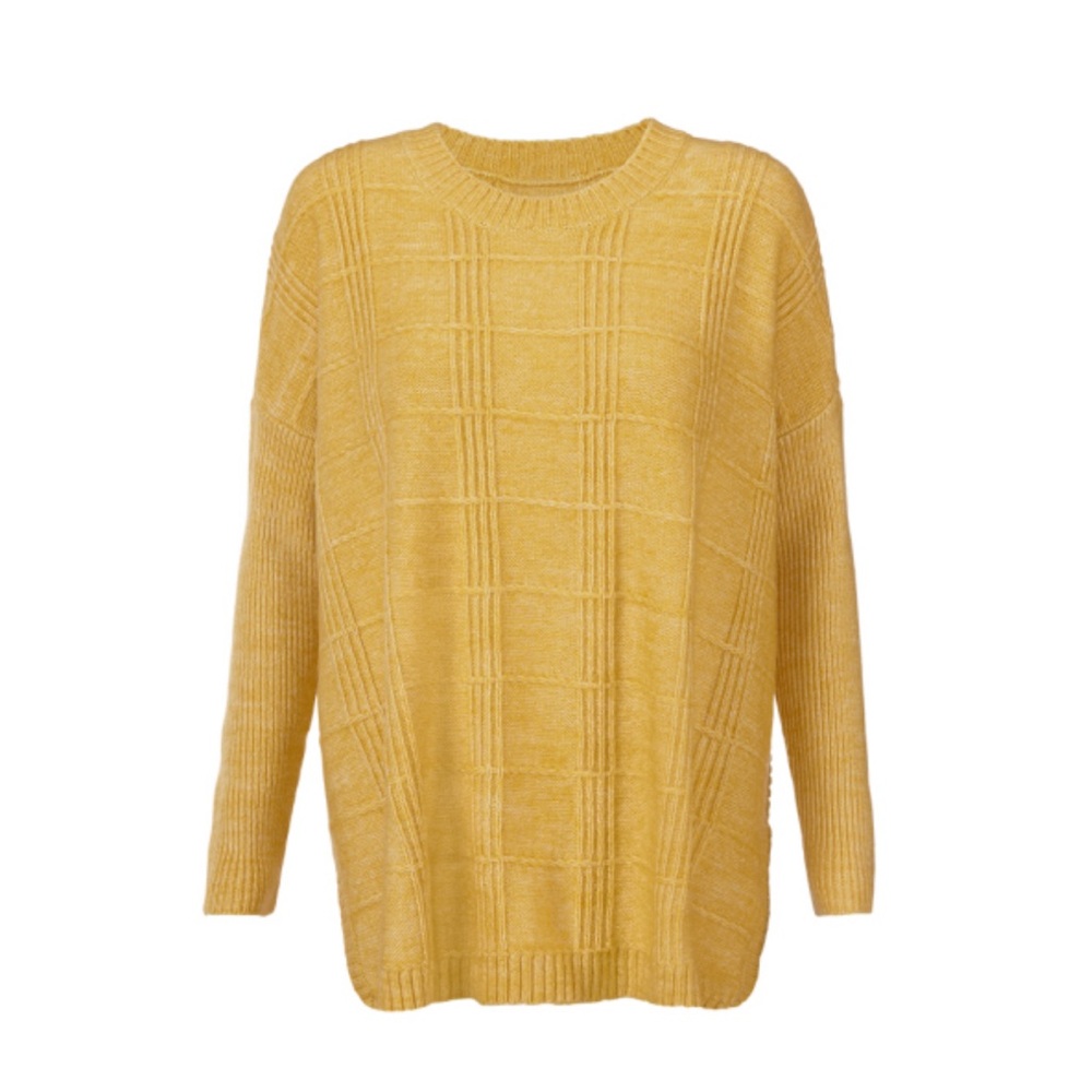Cabi stitch mix pullover, medium, mustard yellow
